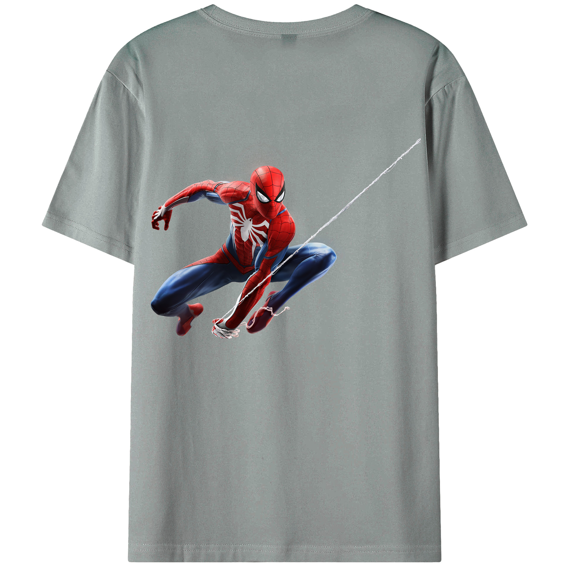 （画像用） Spider Man スパイダーマン 綿100％ メンズ半袖Tシャツ（バックプリント） 通気性